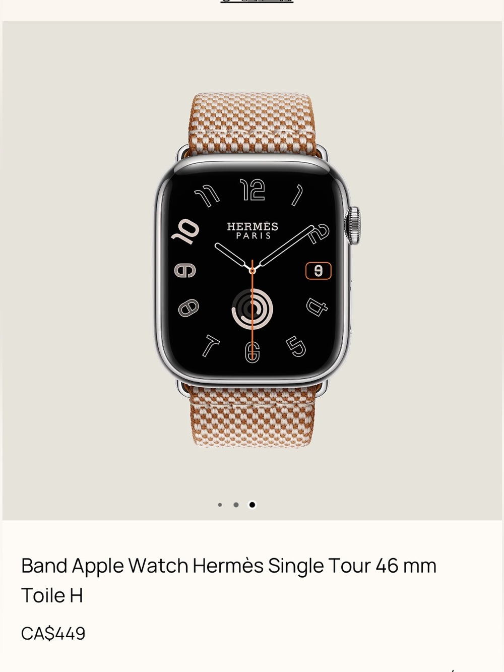 Hermès Single Tour Apple Watch Band in Gold and Écru 45 mm